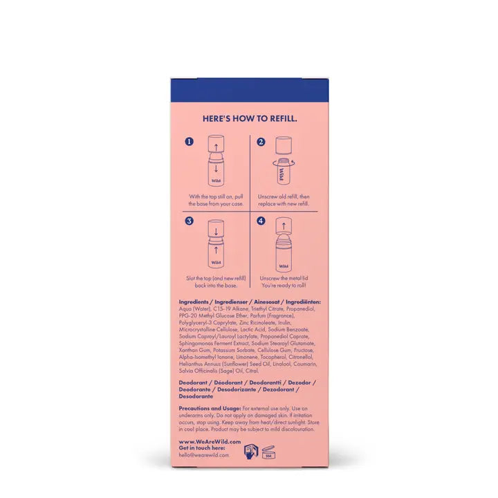 Wild Roll On Aqua Case & Fresh Cotton Deo Refill