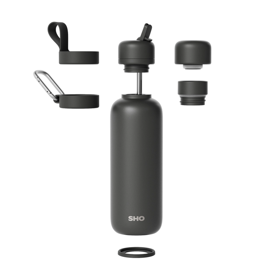 SHO Newt Insulated Water Bottle 500ml - Charcoal