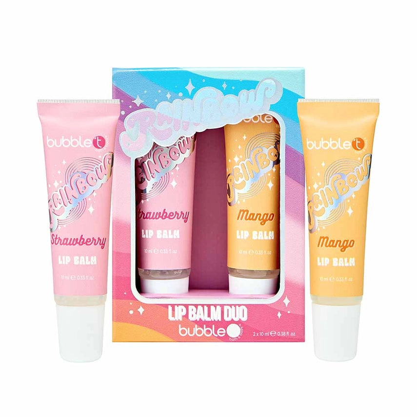 Bubble T Rainbow Lip Balm Strawberry & Mango Duo