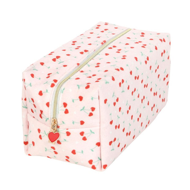 Heart Cherry Print Cosmetics Bag