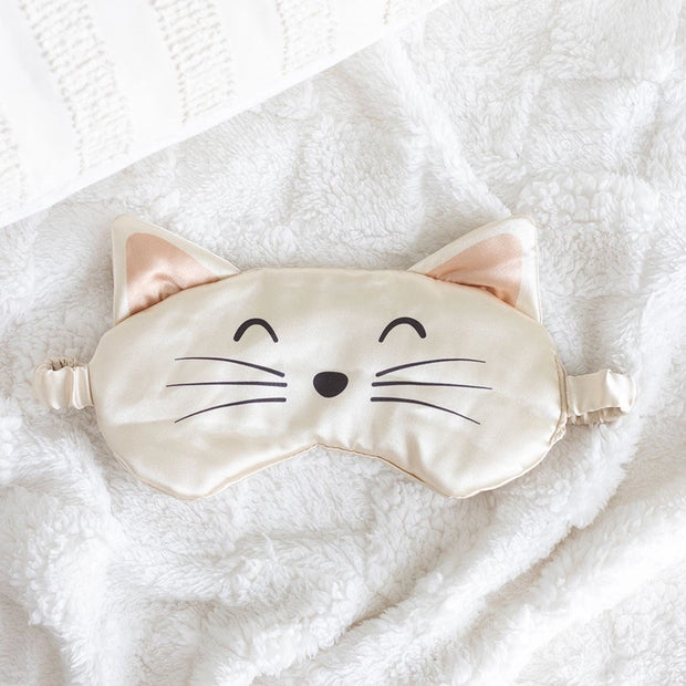 White Cat Face Satin Sleep Mask