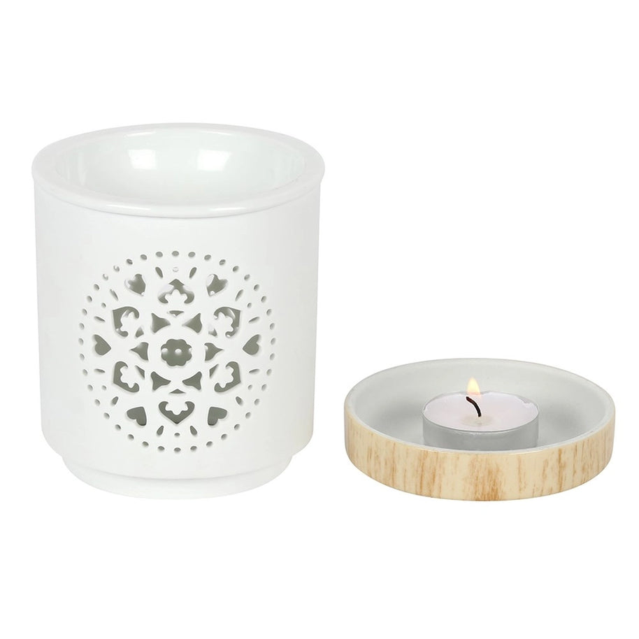 White Mandala Cut Out Oil Burner and Wax Warmer
