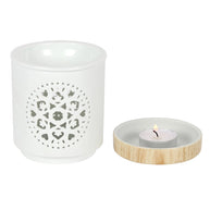 White Mandala Cut Out Oil Burner and Wax Warmer