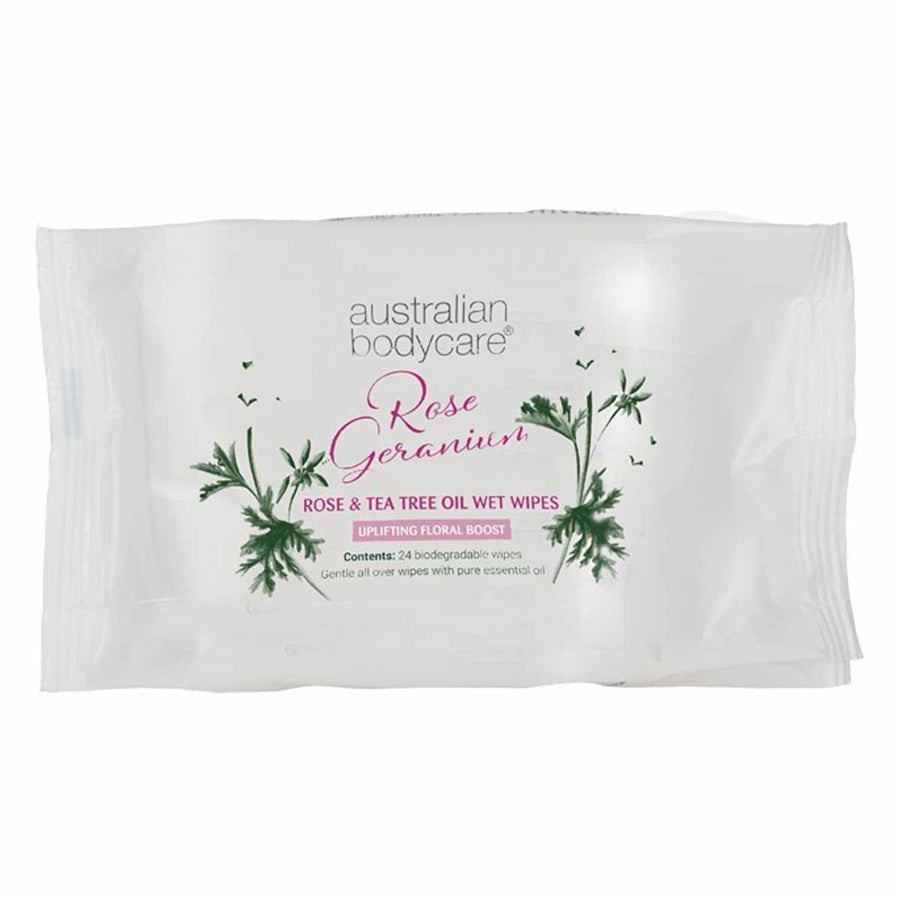 Australian Bodycare Rose Geranium Wet Wipes 24pc