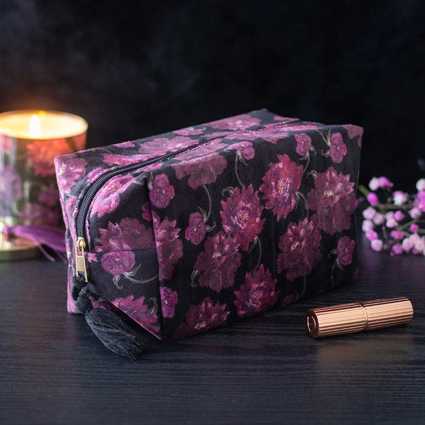Dark Romance Floral Print Cosmetic Bag