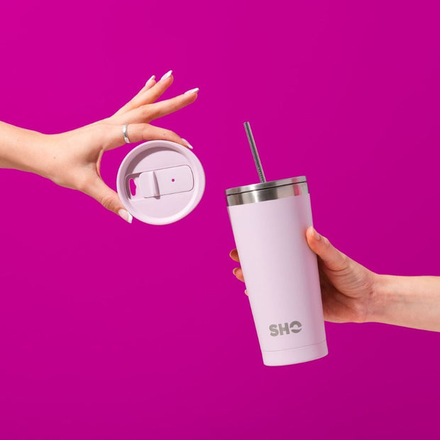 SHO Calix Insulated Coffee Cup With Straw Lid 500ml - Pale Lavender