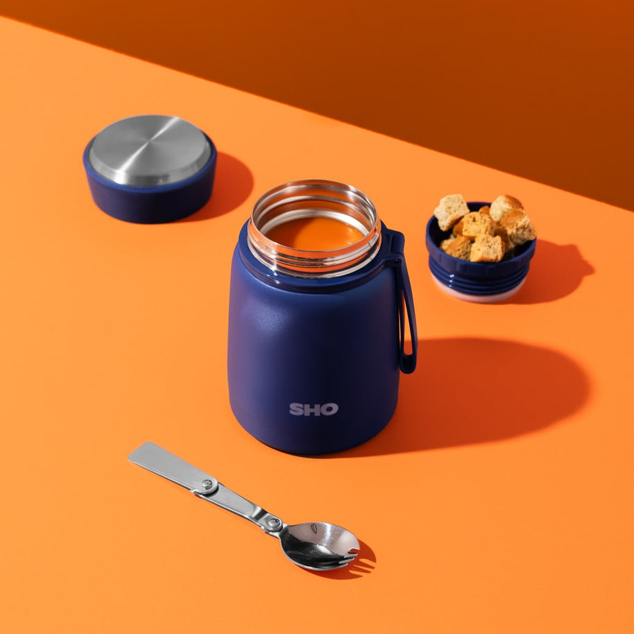 SHO Insulated Reusable Food Flask 530ml - Midnight Blue