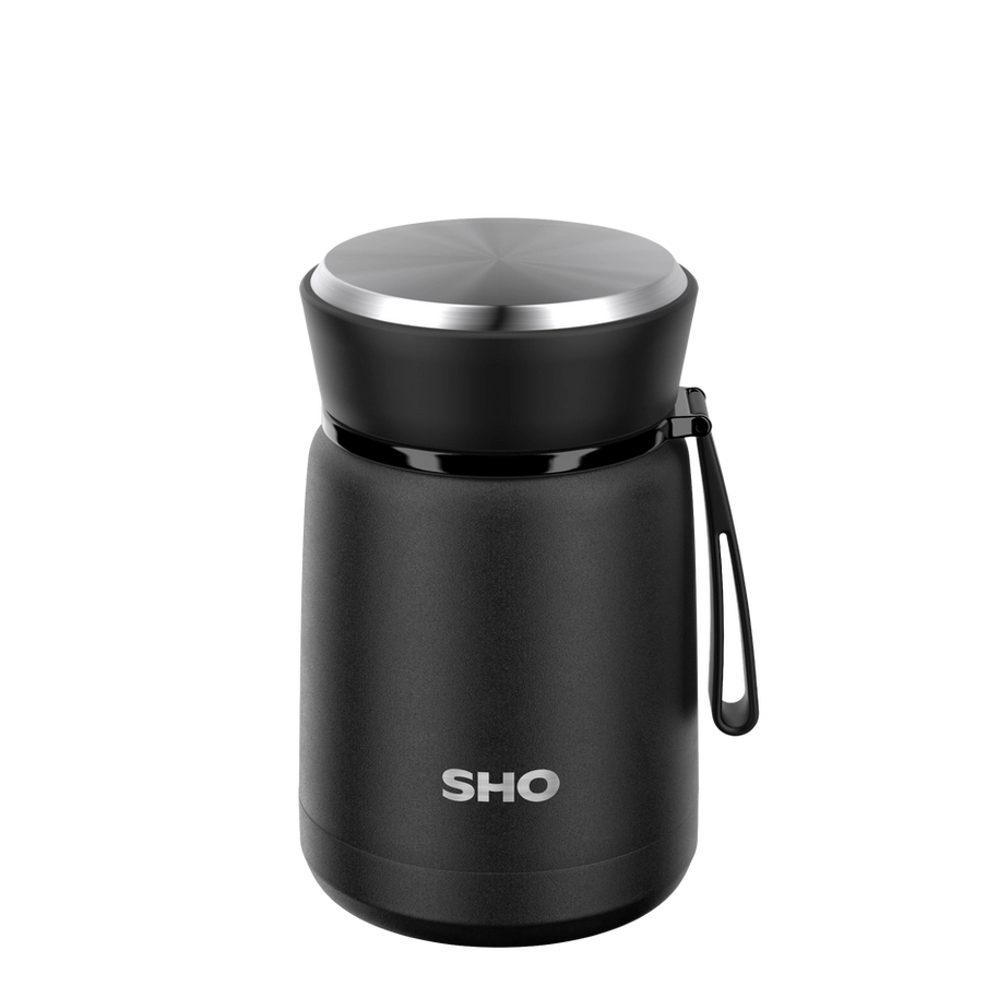 SHO Insulated Reusable Food Flask 530ml - Jet Black