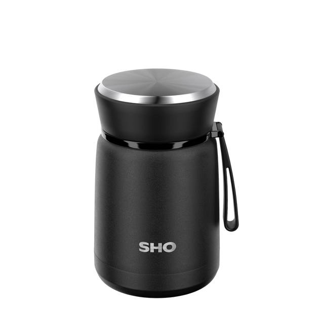 SHO Insulated Reusable Food Flask 530ml - Jet Black