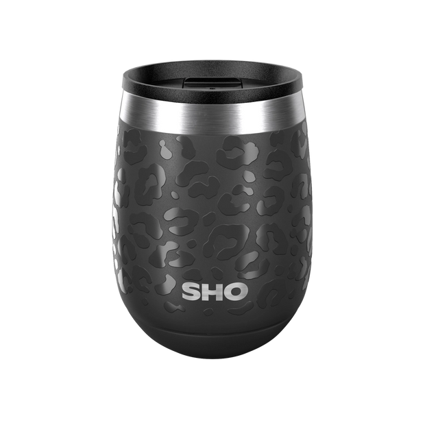 SHO Pacto Insulated Drinks Tumbler 360ml - Black Leopard
