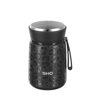 SHO Insulated Reusable Food Flask 530ml - Black Leopard