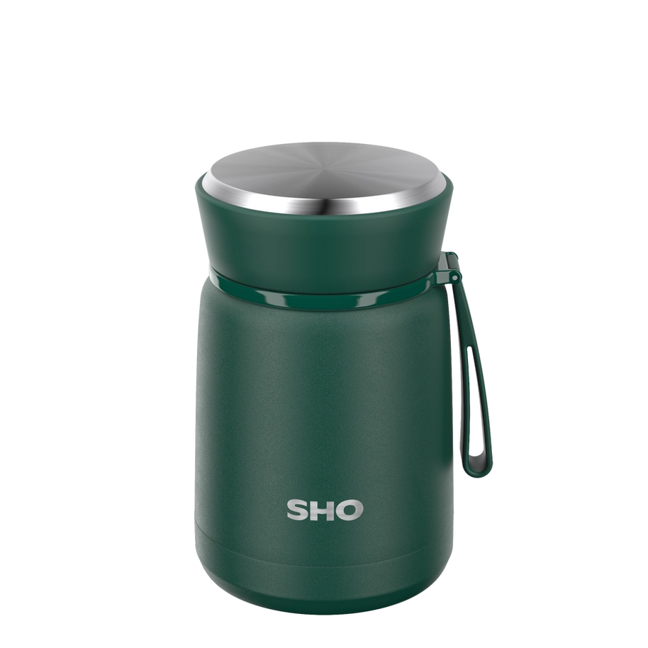 SHO Insulated Reusable Food Flask 530ml - Forest Green