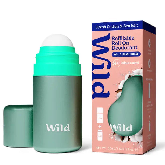 Wild Roll On Aqua Case & Fresh Cotton Deo Refill