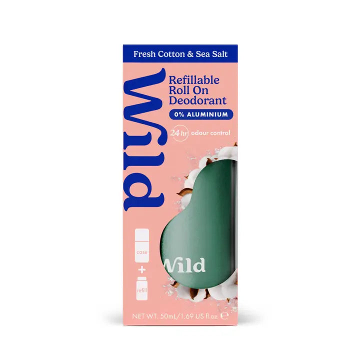 Wild Roll On Aqua Case & Fresh Cotton Deo Refill