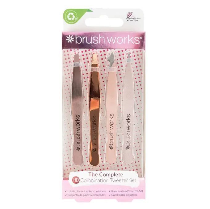 Brushworks Hd Combination Gold Tweezer Set