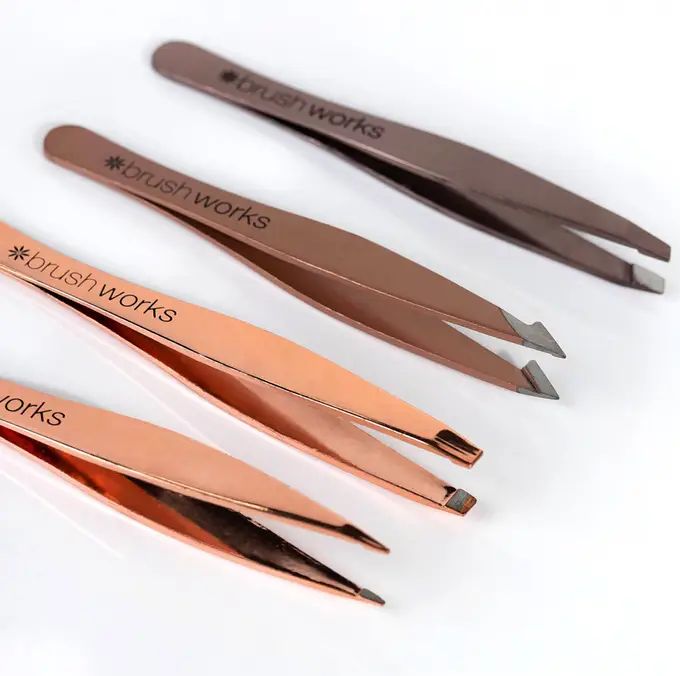 Brushworks Hd Combination Gold Tweezer Set