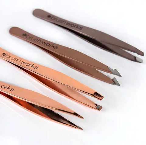 Brushworks Hd Combination Gold Tweezer Set