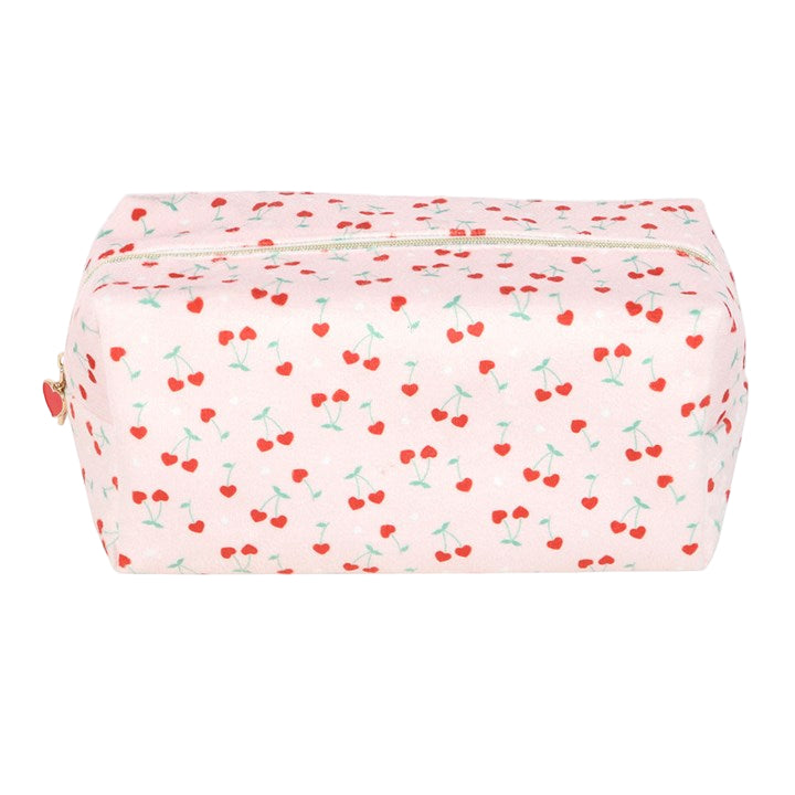 Heart Cherry Print Cosmetics Bag