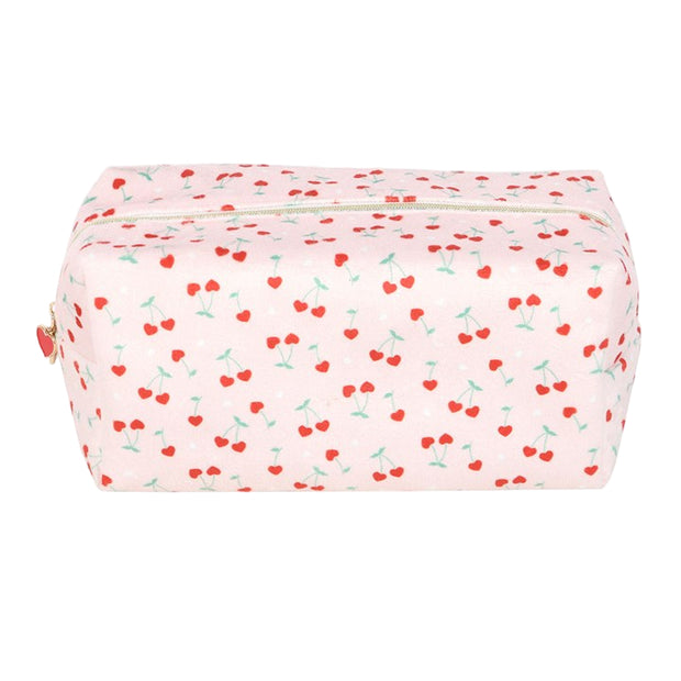 Heart Cherry Print Cosmetics Bag