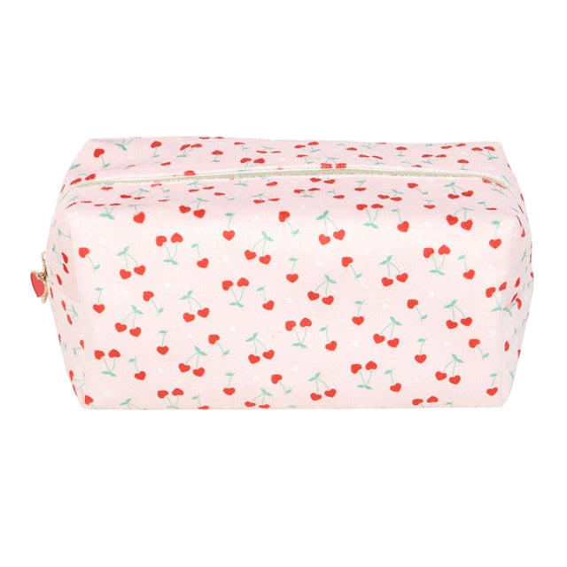 Heart Cherry Print Cosmetics Bag
