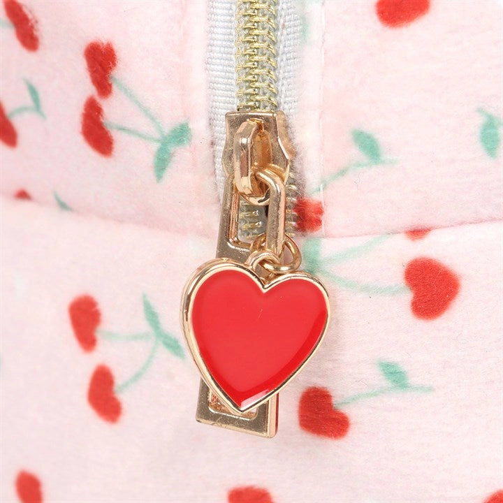 Heart Cherry Print Cosmetics Bag