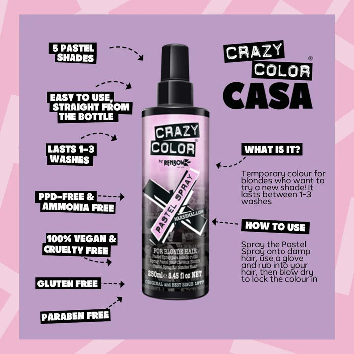 Crazy Color Marshmallow Pastel Spray Temporary Hair Dye 250ml